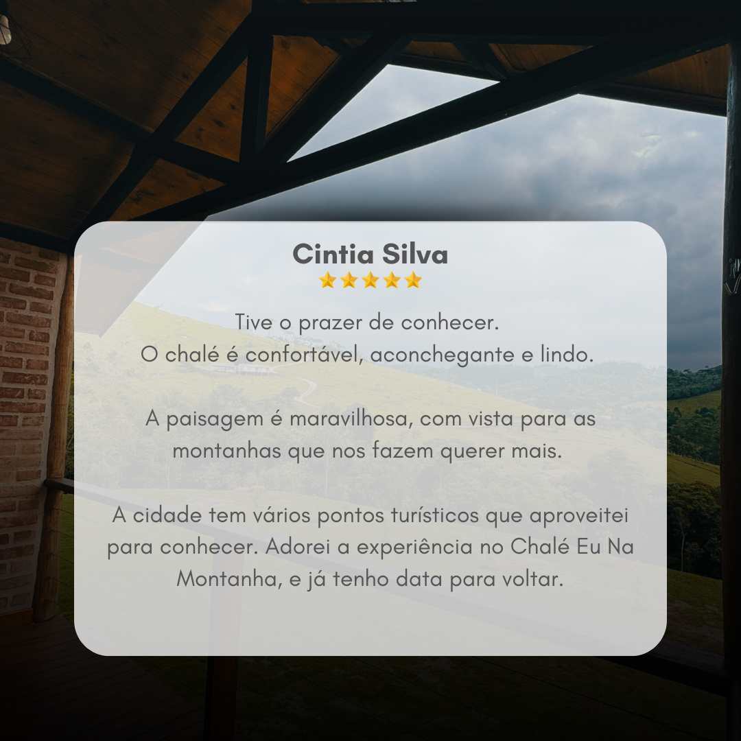 DEPOIMENTO SITE CHALÉ EU NA MONTANHA - EM SANTO ANTÔNIO DO PINHAL - S.P